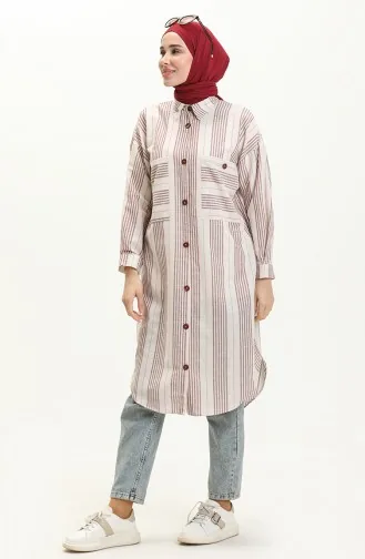 Striped Linen Tunic 24Y8866A-01 Claret Red 24Y8866A-01