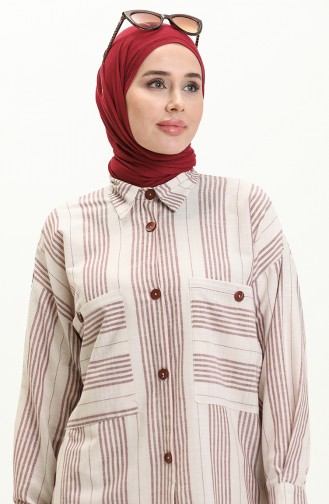 Striped Linen Tunic 24Y8866A-01 Claret Red 24Y8866A-01