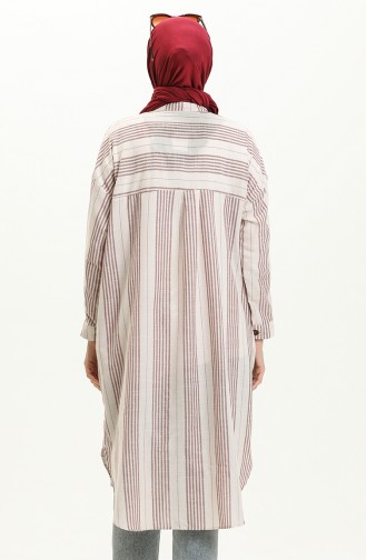 Striped Linen Tunic 24Y8866A-01 Claret Red 24Y8866A-01