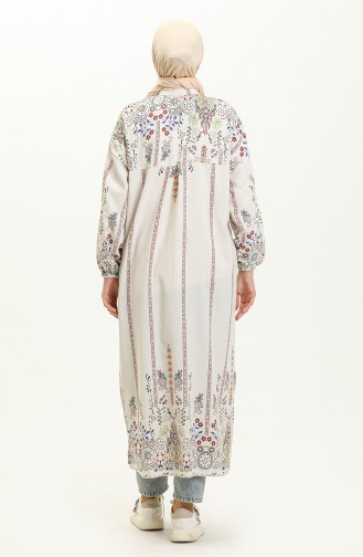 Patterned Linen Long Tunic 24Y8977-01 Beige Green 24Y8977-01