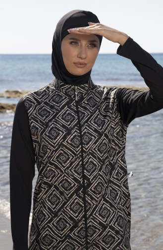 Maillot de Bain Hijab Noir 23938-01