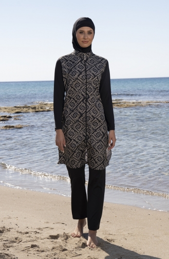 Maillot de Bain Hijab Noir 23938-01
