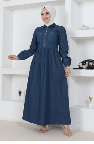 Dunkelblau Hijab Kleider 14464