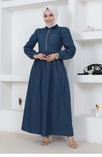 Dunkelblau Hijab Kleider 14464