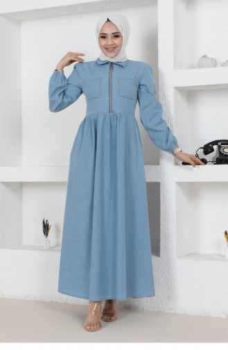 Hellblau Hijab Kleider 14465