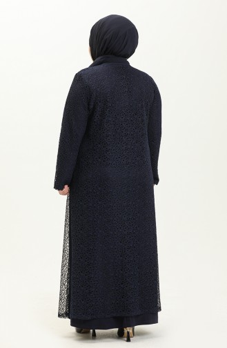 Navy Blue Hijab Evening Dress 2220-01