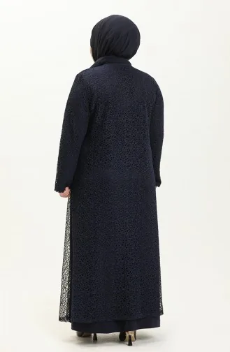 Navy Blue Hijab Evening Dress 2220-01