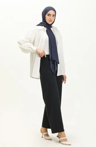 Pantalon Large à Taille Élastique 2951A-03 Bleu Marine 2951A-03