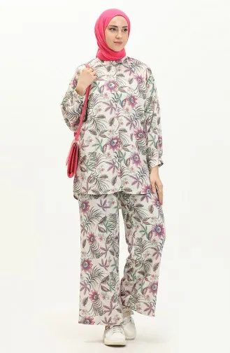 Ensemble Tunique Pantalon en Lin 24Y8972-04 Fushia 24Y8972-04