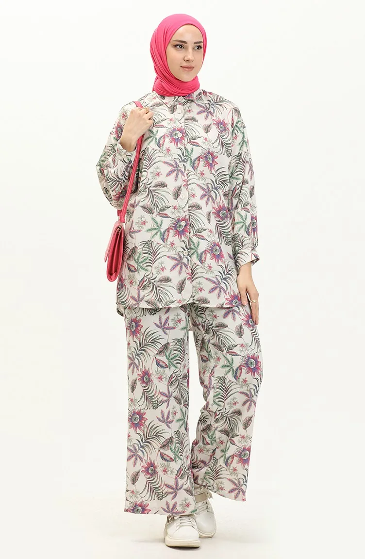 Ensemble Tunique Pantalon en Lin 24Y8972-04 Fushia 24Y8972-04