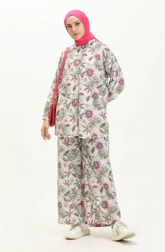 Ensemble Tunique Pantalon en Lin 24Y8972-04 Fushia 24Y8972-04