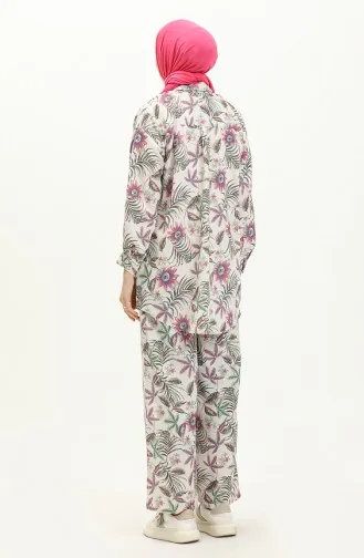 Ensemble Tunique Pantalon en Lin 24Y8972-04 Fushia 24Y8972-04