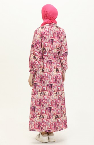 Gemustertes Leinenkleid 24Y8905A-01 Fuchsia 24Y8905A-01