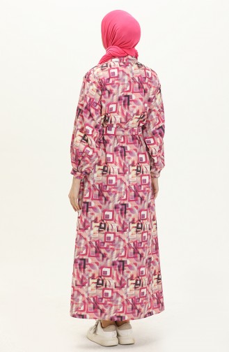 Printed Linen Dress 24Y8905A-01 Fuchsia 24Y8905A-01