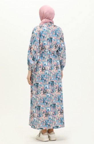 Printed Linen Dress 24Y8905A-02 Blue 24Y8905A-02