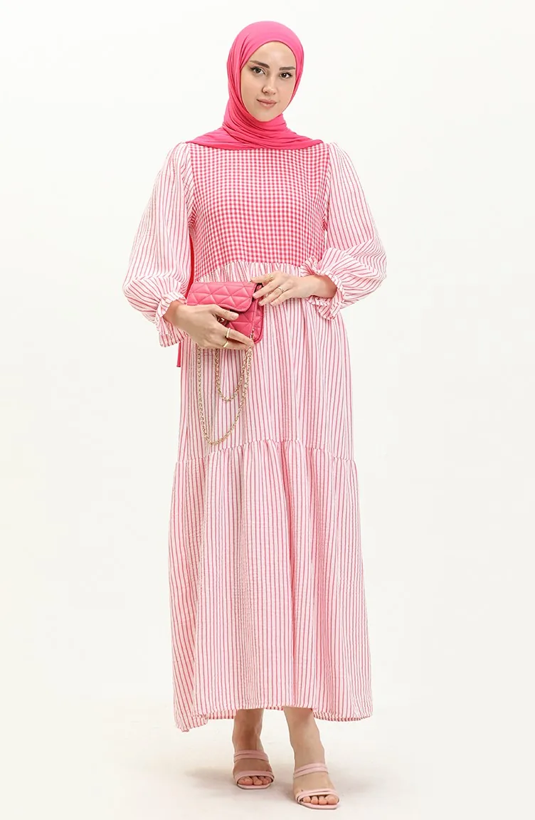 Karomusterkleid 24Y8964B-01 Fuchsia 24Y8964B-01