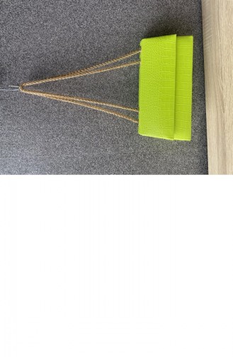 Deri Görünümlü Kroko Desenli Zincirli Çanta Fıstık Yeşili
