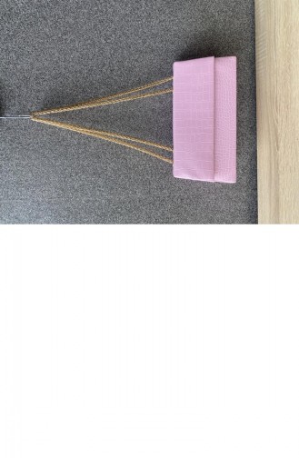 Deri Görünümlü Kroko Desenli Zincirli Çanta Pembe
