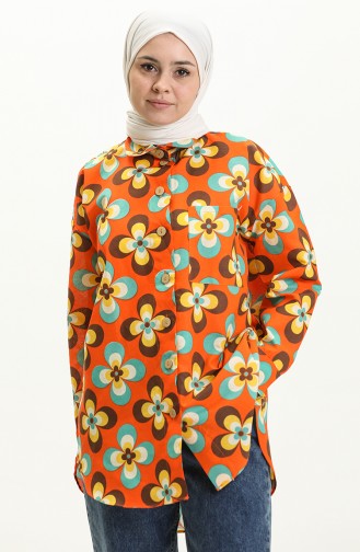 Orange Overhemdblouse 12008-02