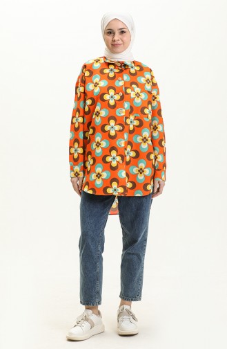 Orange Overhemdblouse 12008-02