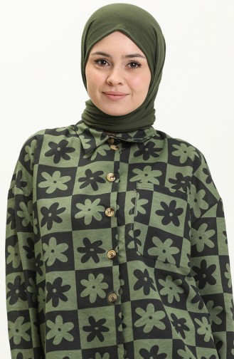 Desenli Gömlek 11157-01 Haki