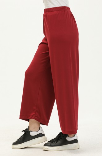 Elastic Waist Wide Leg Pants 1000-01 Claret Red 1000-01