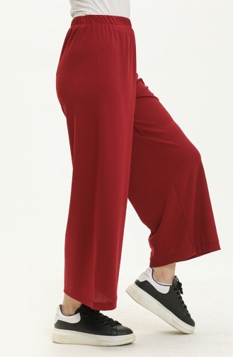 Elastic Waist Wide Leg Pants 1000-01 Claret Red 1000-01