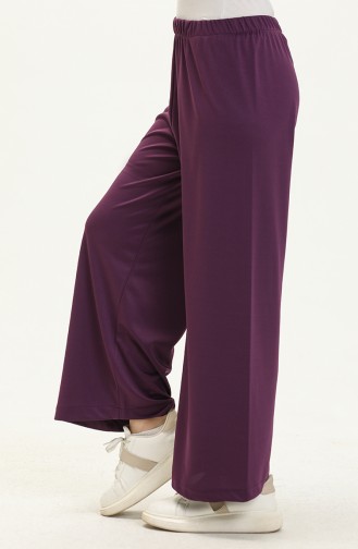 Elastic Waist Wide Leg Pants 1000-02 Purple 1000-02