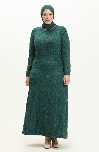 Robe de Soirée Pierre Grande Taille 2232-02 Vert Emeraude 2232-02