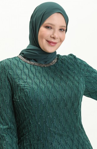 Robe de Soirée Pierre Grande Taille 2232-02 Vert Emeraude 2232-02