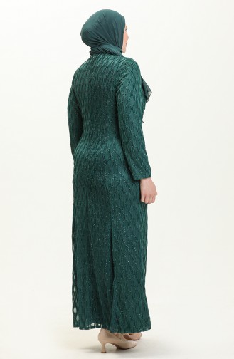 Plus Size Stone Evening Dress 2232-02 Emerald Green 2232-02
