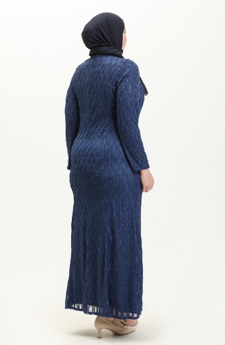 Plus Size Stone Evening Dress 2232-03 Indigo 2232-03