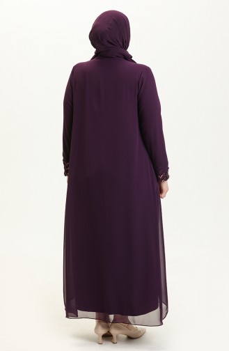 Robe de Soirée à Paillettes Grande Taille 2301-02 Plum 2301-02