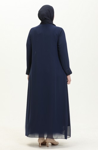 Übergröße Spitze bedeckt Abendkleid 2303-01 Marineblau 2303-01