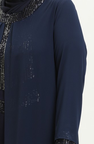 Übergröße Pailletten Abendkleid 2305-02 Dunkelblau 2305-02