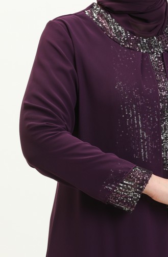 Robe de Soirée à Paillettes Grande Taille 2305-03 Plum 2305-03