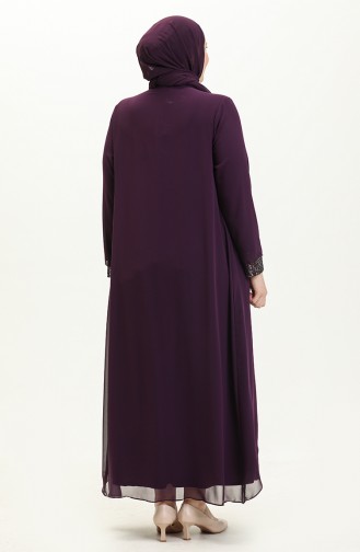 Robe de Soirée à Paillettes Grande Taille 2305-03 Plum 2305-03