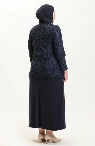 Übergrößen Abendkleider Zweier Set 2306-02 Dunkelblau 2306-02