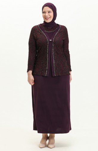 Ensemble de Soirée Deux Pièces Grande Taille 2306-03 Plum 2306-03