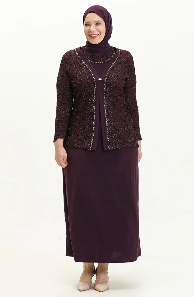 Plus Size Two Piece Evening Suit 2306-03 Plum 2306-03