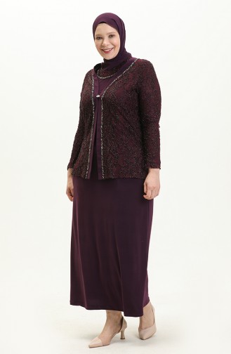 Plus Size Two Piece Evening Suit 2306-03 Plum 2306-03