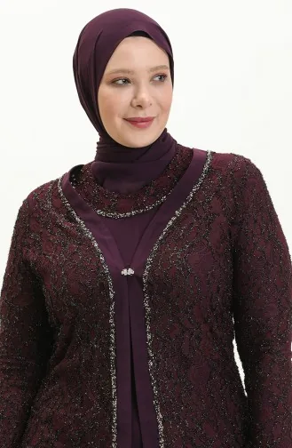 Plus Size Two Piece Evening Suit 2306-03 Plum 2306-03