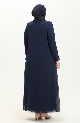 Navy Blue İslamitische Avondjurk 2307-01