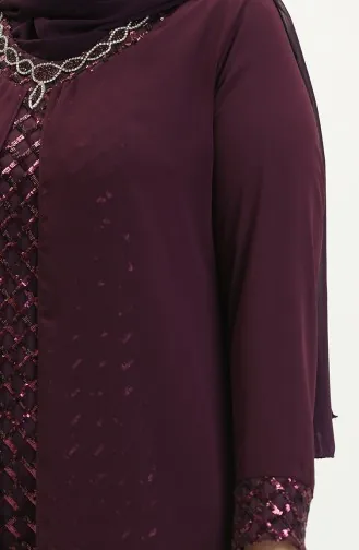 Übergröße Pailletten Abendkleid 2307-02 Zwetschge 2307-02