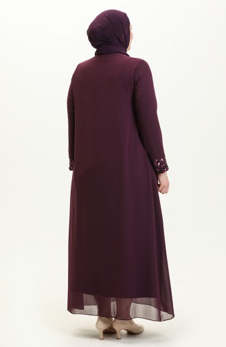 Robe de Soirée à Paillettes Grande Taille 2307-02 Plum 2307-02