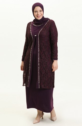 Ensemble de Soirée Deux Pièces Grande Taille 2315-02 Plum 2315-02