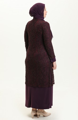 Ensemble de Soirée Deux Pièces Grande Taille 2315-02 Plum 2315-02