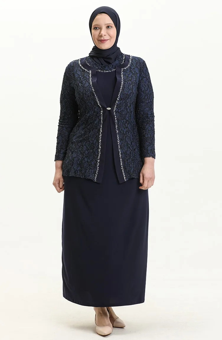 Großes Abendkleid Doppelanzug 2317-02 Marineblau 2317-02