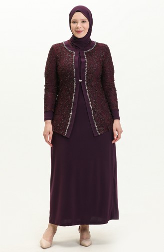 Ensemble de Soirée Deux Pièces Grande Taille  2317-03 Plum 2317-03