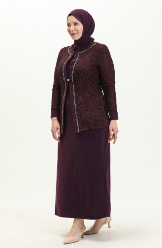 Ensemble de Soirée Deux Pièces Grande Taille  2317-03 Plum 2317-03